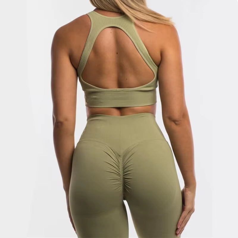 2022 Hot Sale Athletic Fitness Women Yoga Set Gym Wear 2-Piece Bra Workout Apparel Seamless Scrunch Butt Leggings Sport Suit