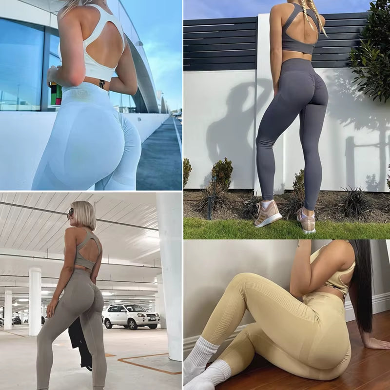 2022 Hot Sale Athletic Fitness Women Yoga Set Gym Wear 2-Piece Bra Workout Apparel Seamless Scrunch Butt Leggings Sport Suit