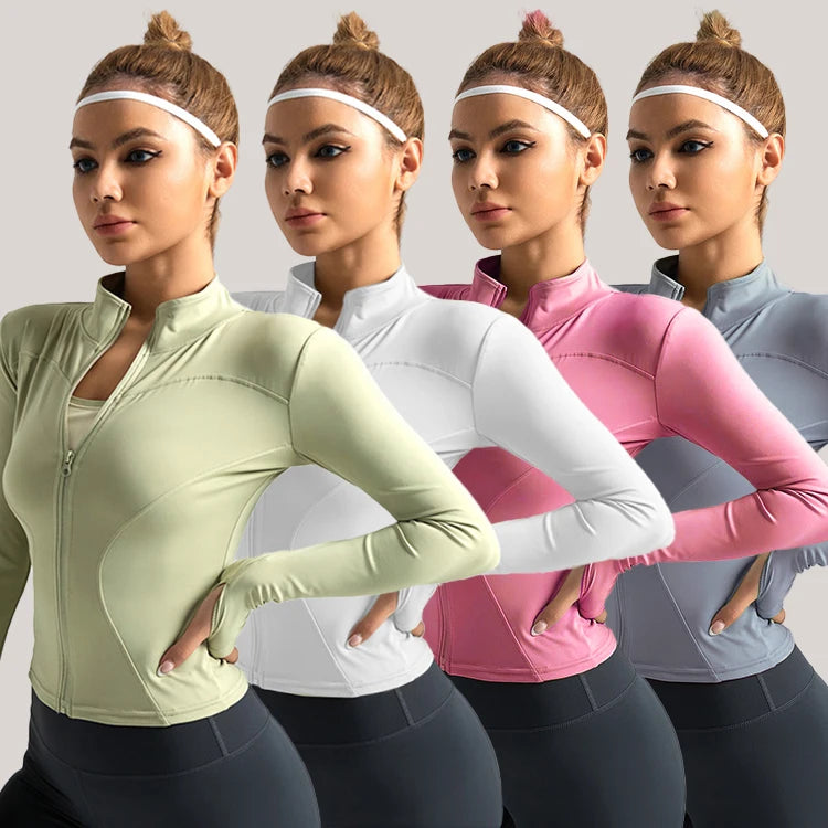 Lightweight Gym Fitness Yoga Jacket Breathable Tight Waist Running Gear Quick Dry Seamless Design