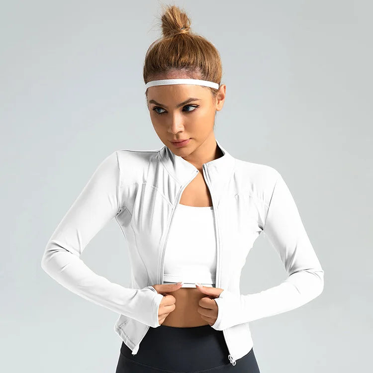 Lightweight Gym Fitness Yoga Jacket Breathable Tight Waist Running Gear Quick Dry Seamless Design