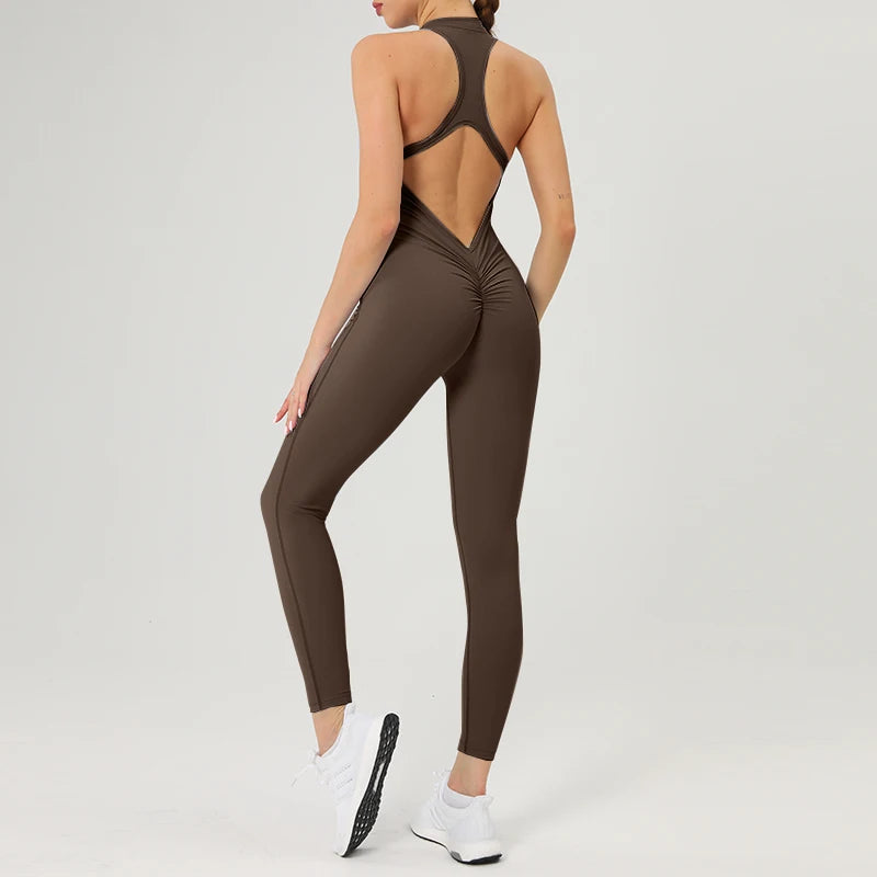 Backless Zipper Scrunch Butt Breathable Bodysuit