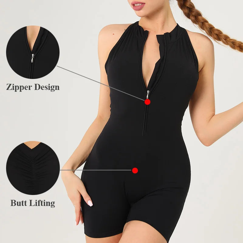 Backless Zipper Scrunch Butt Breathable Bodysuit