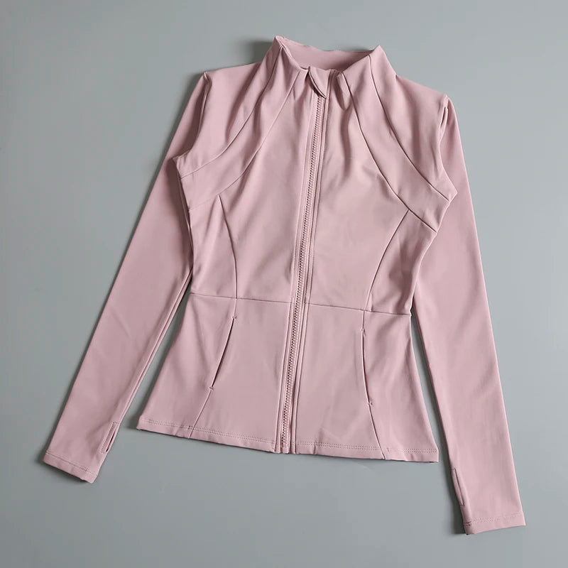 High Elastic Yoga Jacket - Long Sleeve, Stand-Up Collar