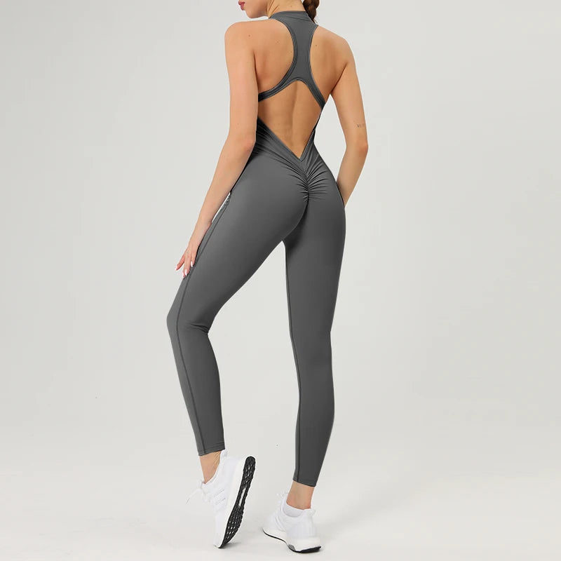 Backless Zipper Scrunch Butt Breathable Bodysuit