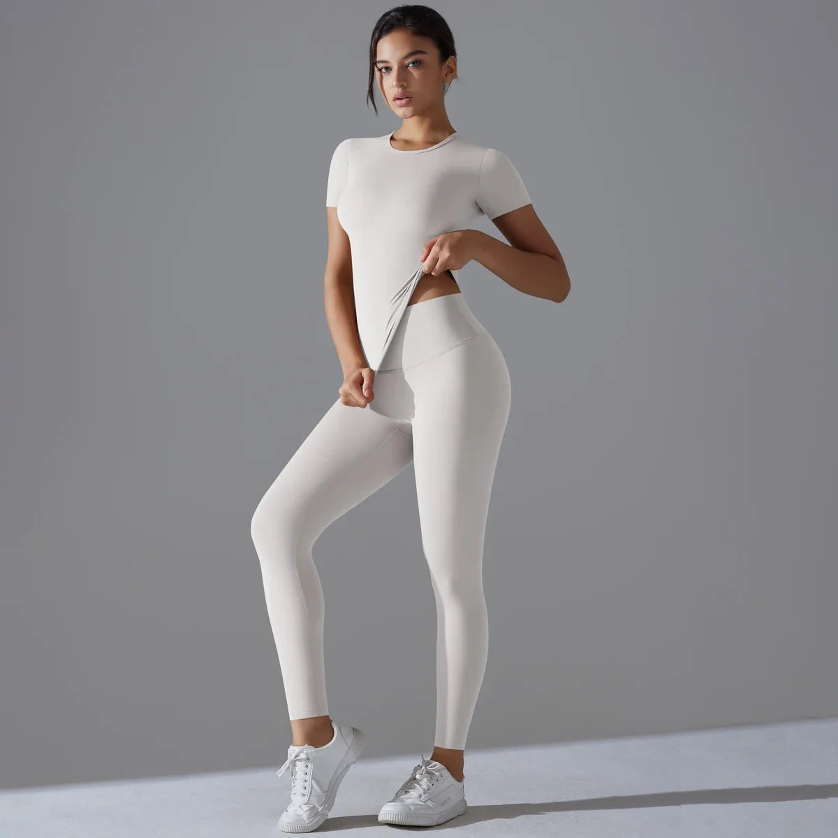 Quick-Drying Short Sleeve Fitted Top & Leggings Gymset