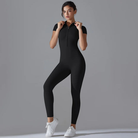 Fitted Zipper Short Sleeve Bodysuit