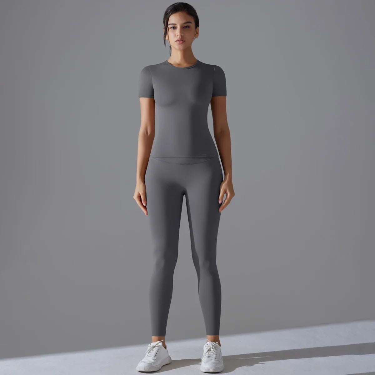 Quick-Drying Short Sleeve Fitted Top & Leggings Gymset