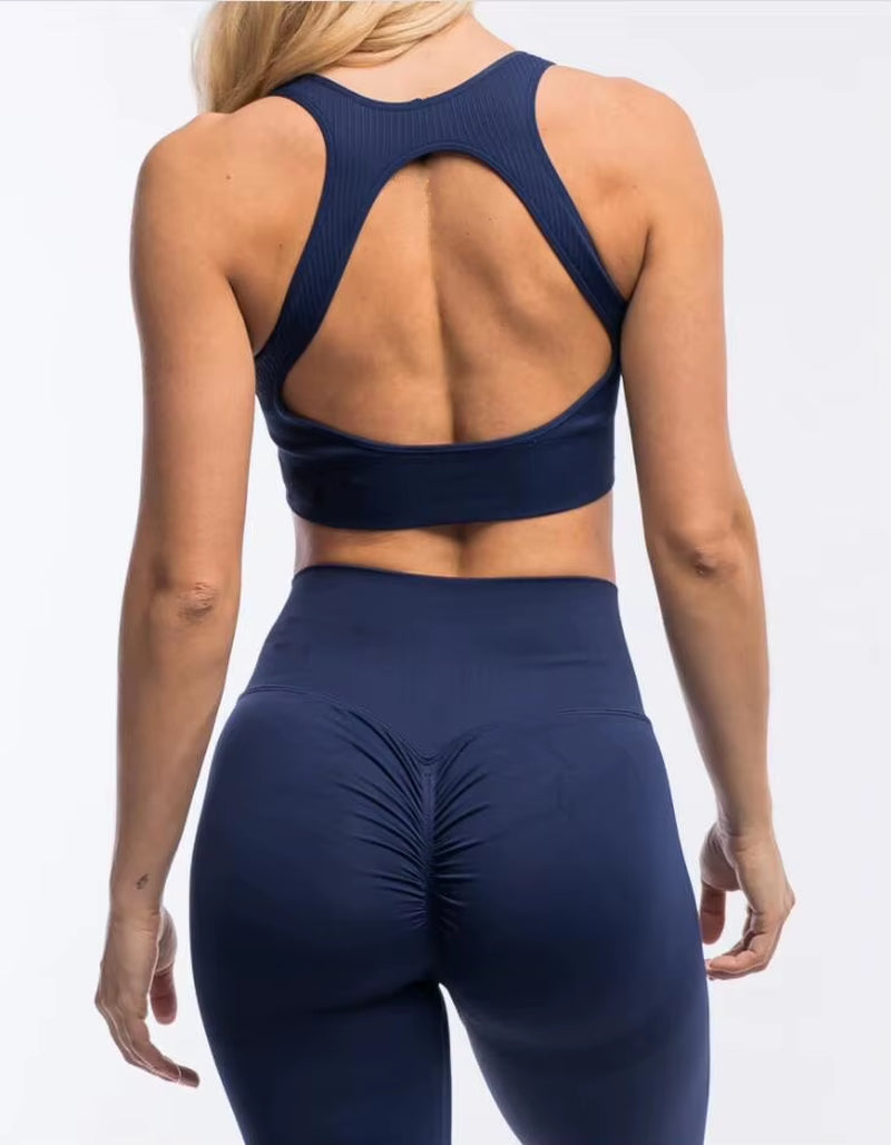 2022 Hot Sale Athletic Fitness Women Yoga Set Gym Wear 2-Piece Bra Workout Apparel Seamless Scrunch Butt Leggings Sport Suit